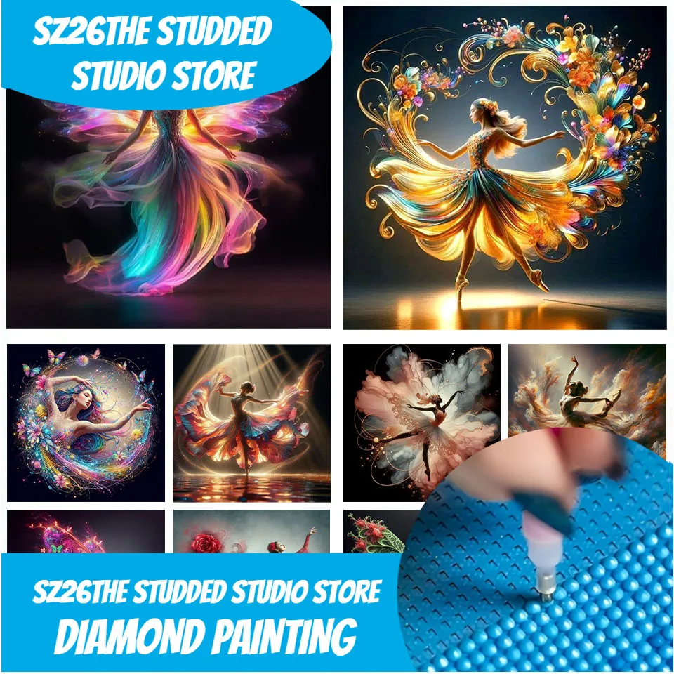 

Sz26The Studded DIY diamond mosaic diamond painting art ballet full round rhinestone cross stitch handmade decoration