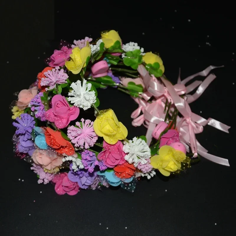 

12pcs Event LED Light Up Crown Flower Wreath Headband Hairband Glow Party Supplies Children Adult Birthday Wedding