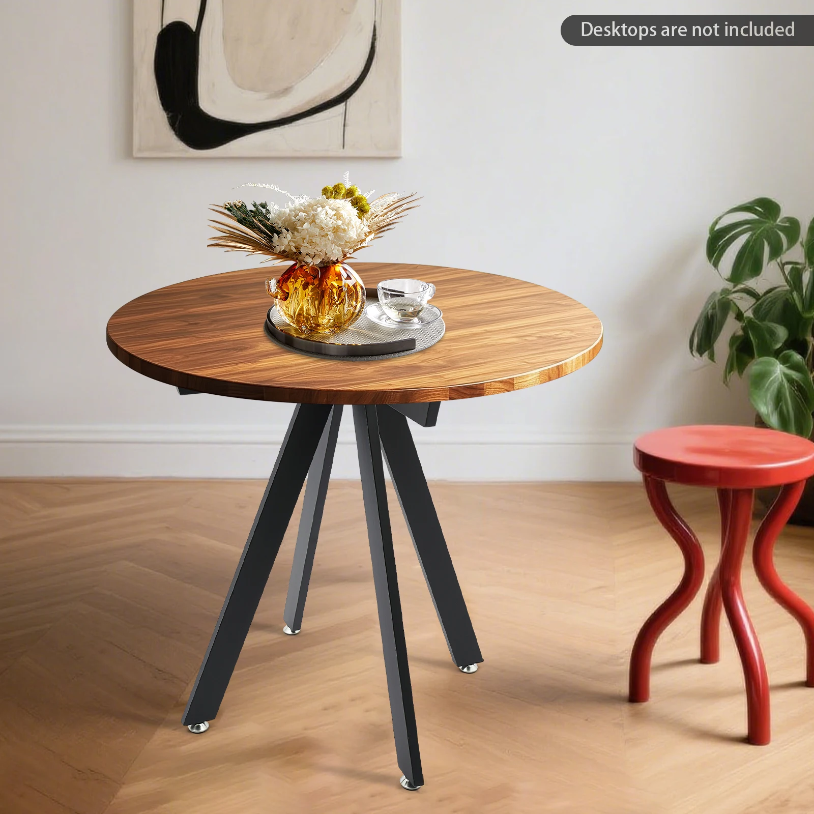 

70.5*72.5cm Black Table Legs, Iron Table Base, Metal Round Table Legs Load-bearing 100kg with 4* Foot Pads & 4* Suction Cups