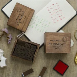 Anglais Cursive Digital English Stamp Wooden Alphabet Letters DIY Seal Set Standardized Stamps 28 Pieces Decoration Card Making