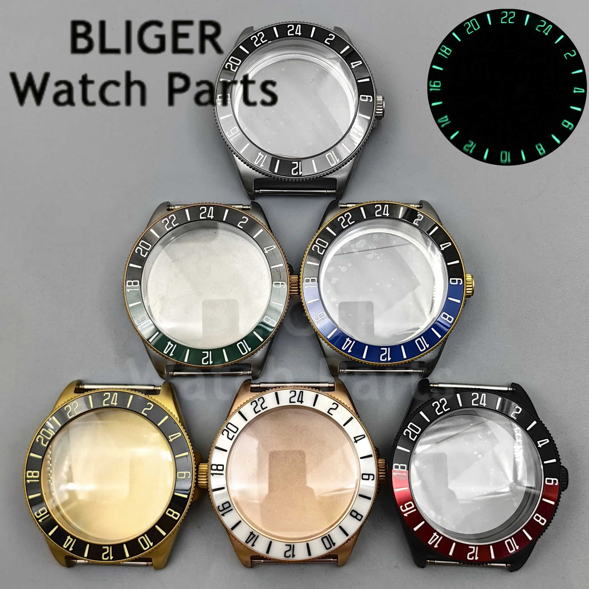 

BLIGER NH34 NH35 NH36 40 мм Тактический стальной дайверский корпус для часов с лягушкой Матовый матовый корпус Керамическая вставка Куполообразный сапфир 100 м Водонепроницаемый