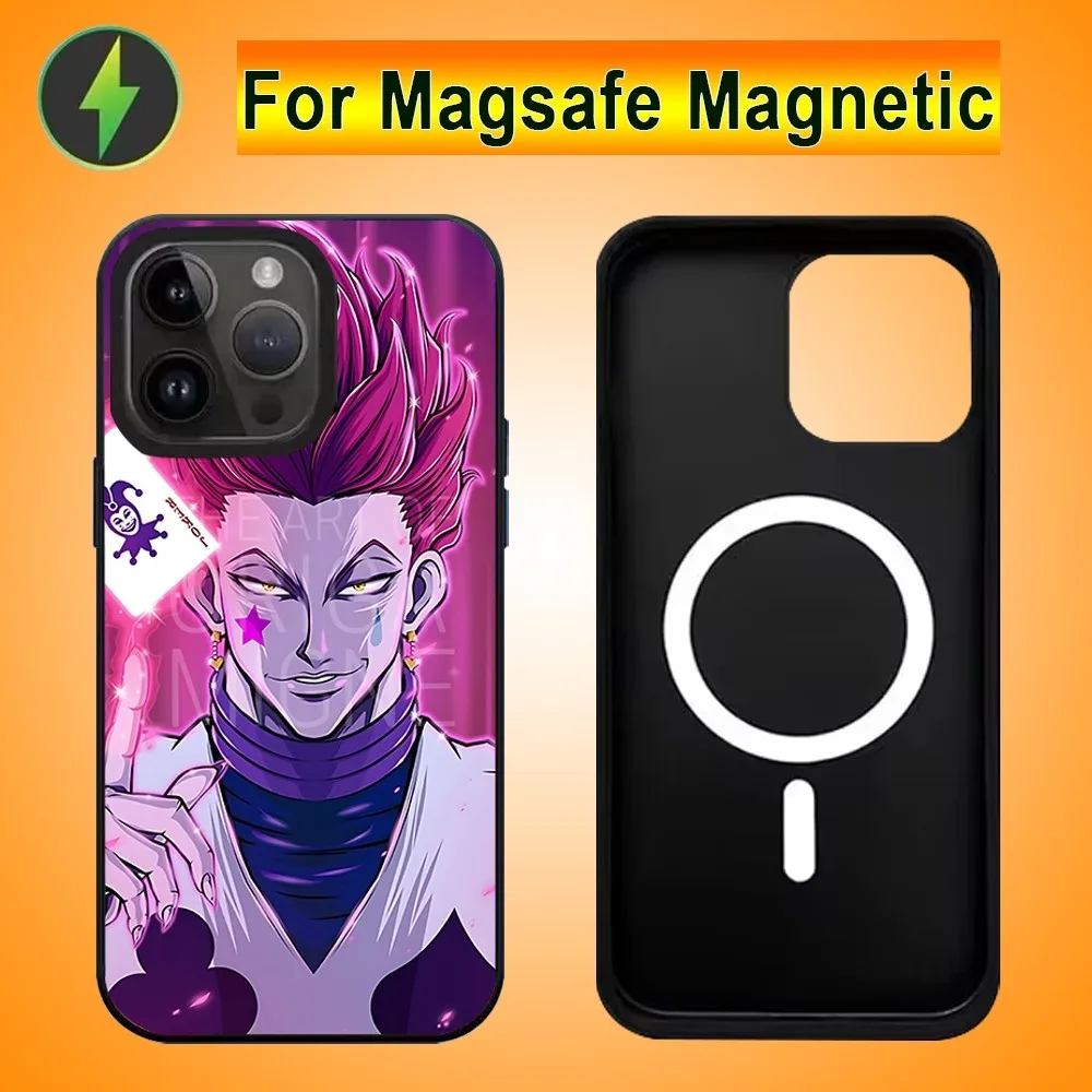 H-hisoka-anime h-hunters-x-hunterer telefon pouzdro pro iPhone 15 14 13 pro maxi 11pro 12 mini mala alex zrcadlo pro MagSafe bezdrátový nabíjení