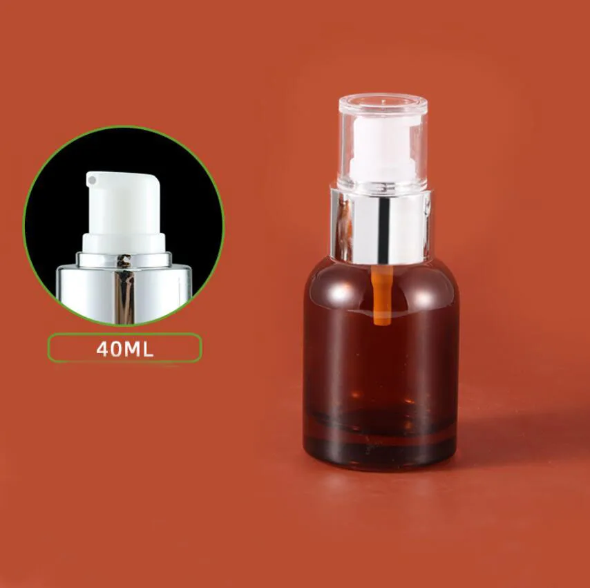 

40ml brown glass bottle pump lid mist sprayer lotion/emulsion/serum/foundation/toner/water fine mist sprayer skin care packing