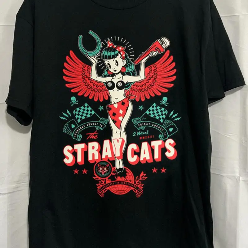 Хлопковая футболка с постером группы Stray Cats S 2345XL Bt298