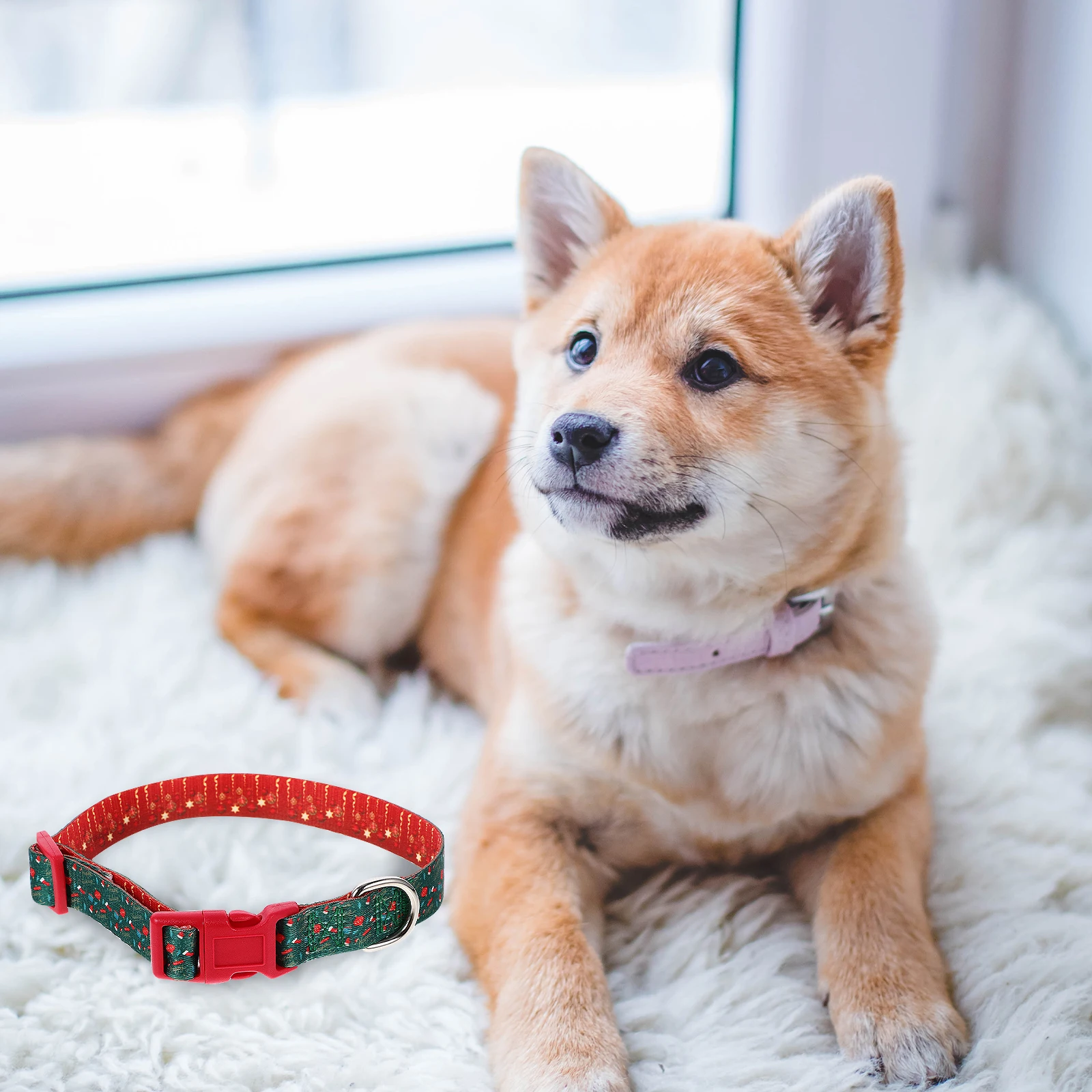 

Christmas Dog Collar Pet Necklace Adjustable Puppy Collar Lightweight Comfortable for Holiday Party Gathering Small Large Dogs