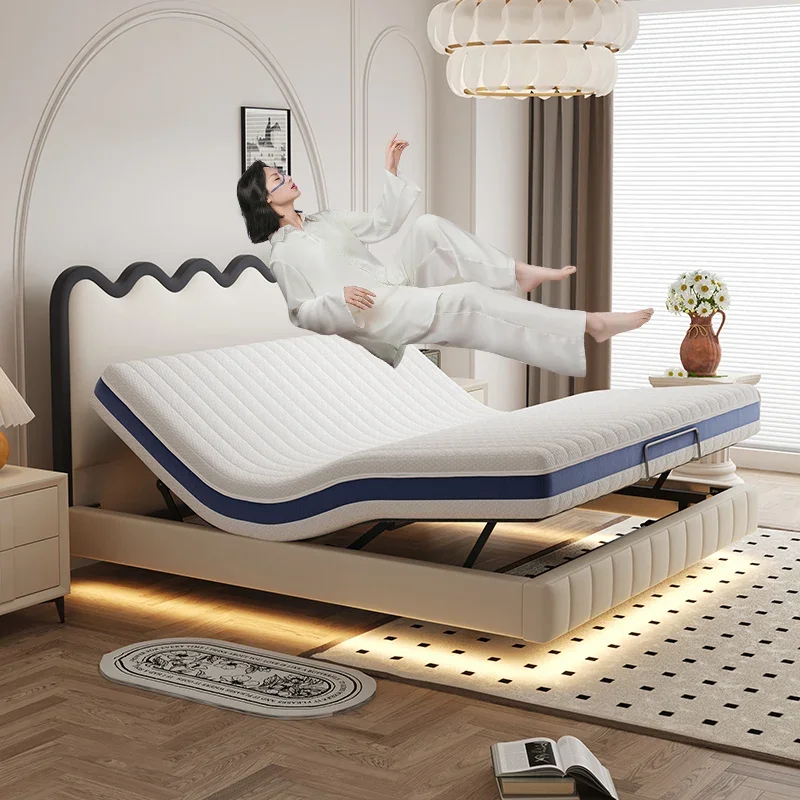 Smart Electric Bed With Mattress New Multiple Function Intelligent Sleep Smart Bed Queen Size Luxury Leather Bed