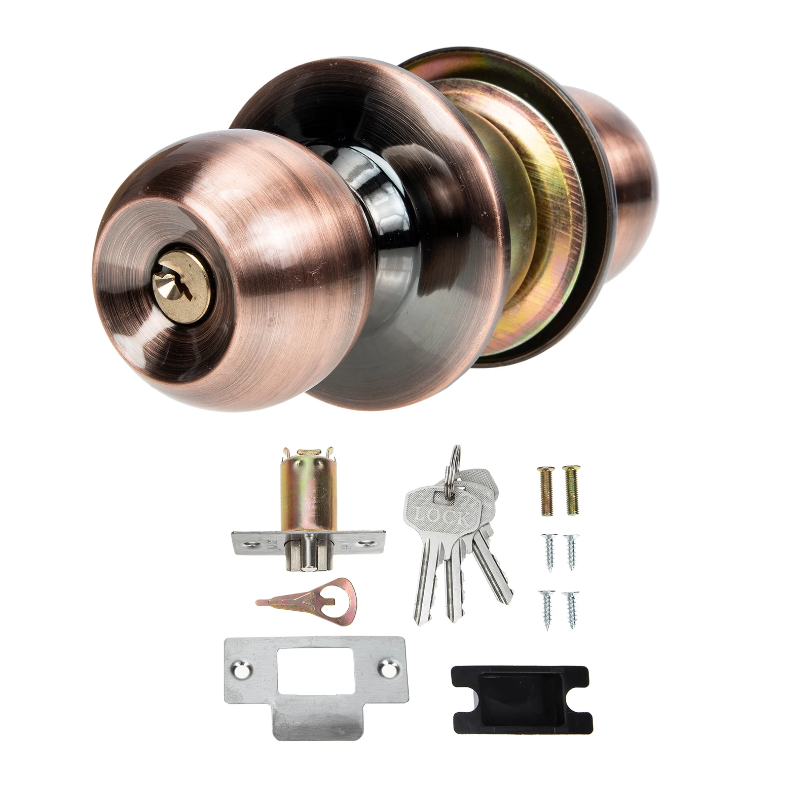 

1Set Reliable Spherical Lock Stainless Steel Knob Lock Smooth Operation Scratch Resistant Function Door Knob for Home