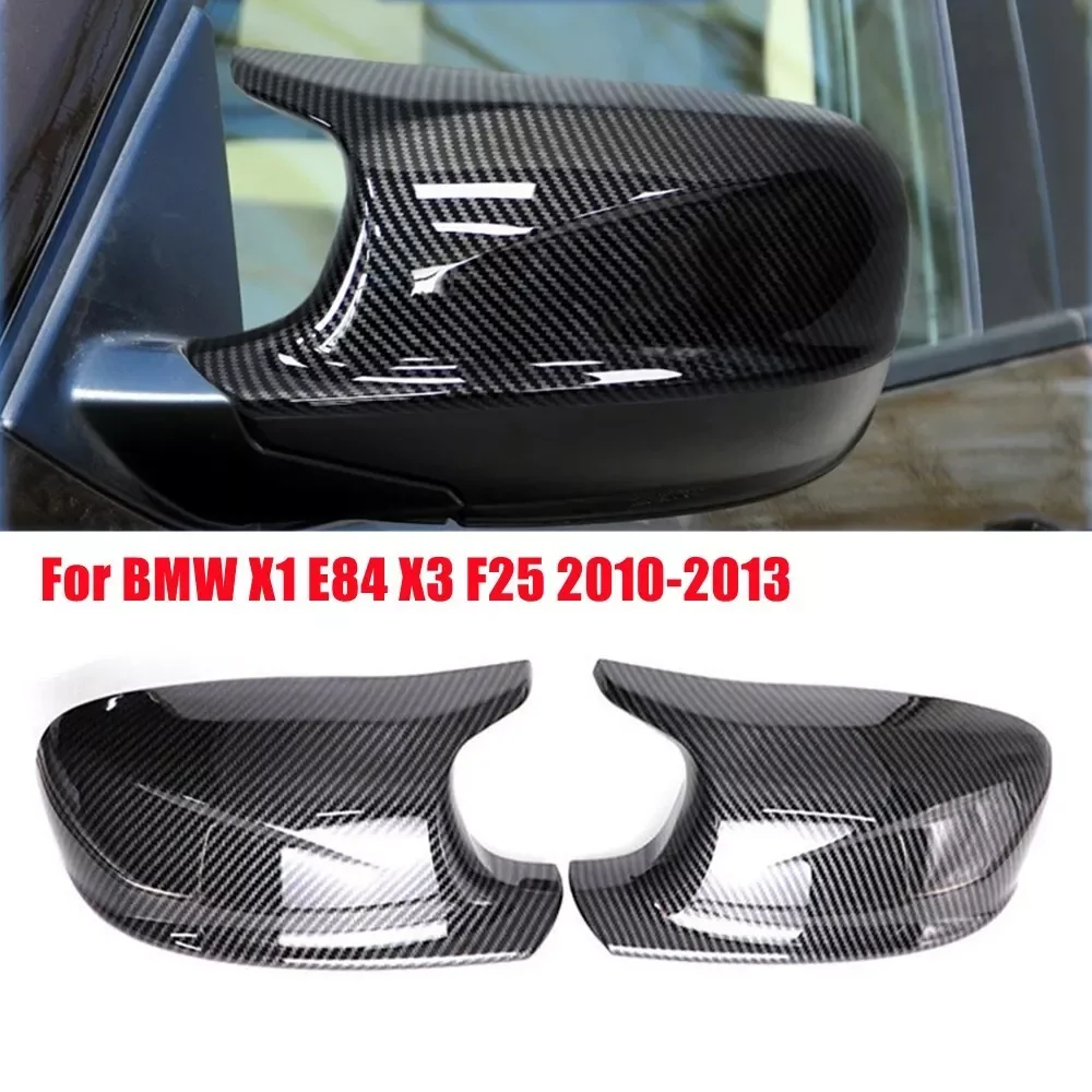 2PCS Replacement Rearview Side Mirror Covers Cap Shell For BMW E84 X1 2009-2013 F25 X3 Pre-LCI 2011-2013 Carbon Fiber