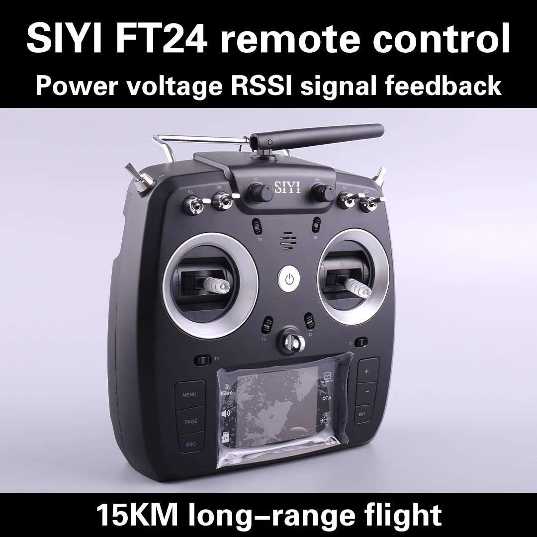 SIYI FT24 2,4 GHz 12CH 15KM Nadajnik dalekiego zasięgu do zewnętrznego wieloprotokołowego systemu RF R9M/TBS z odbiornikiem FR/FR Mini OTA