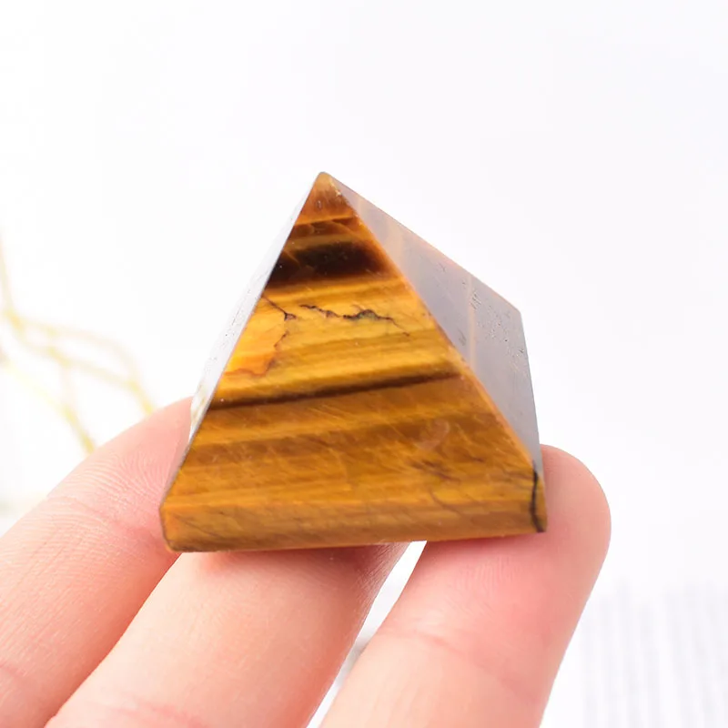 Natural Crystal Polished Tiger Eyes Pyramid Healing Stone Energy Tower For Home Decor Reiki Crystal Chakra Tower Crafts