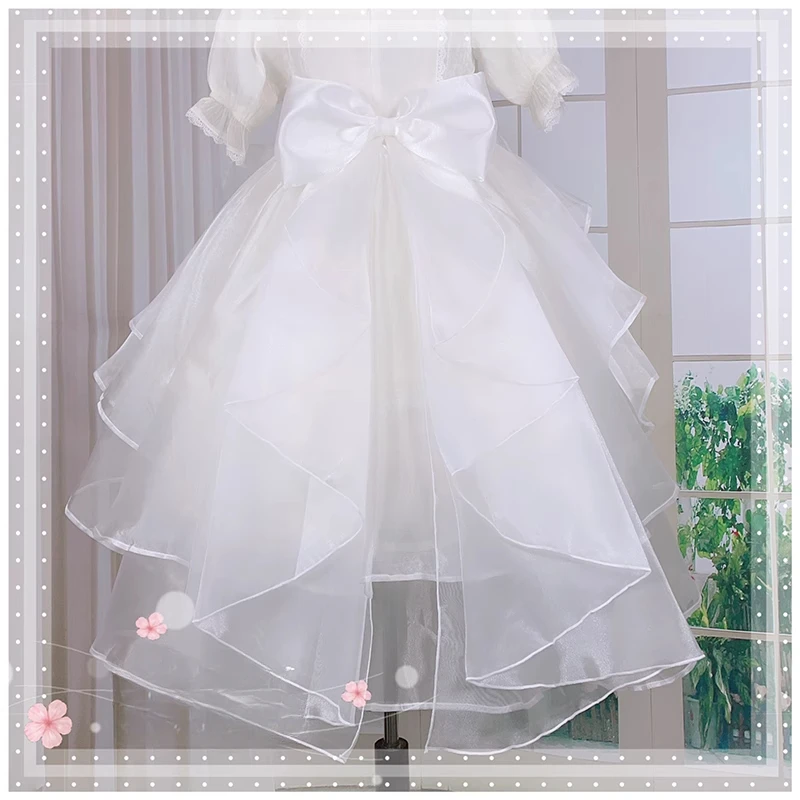 Süße kaskadierende Rüschen-Schleifenschleppe, abnehmbare Organza-Lolita-Kleiderschleppe mit Anstecknadeln