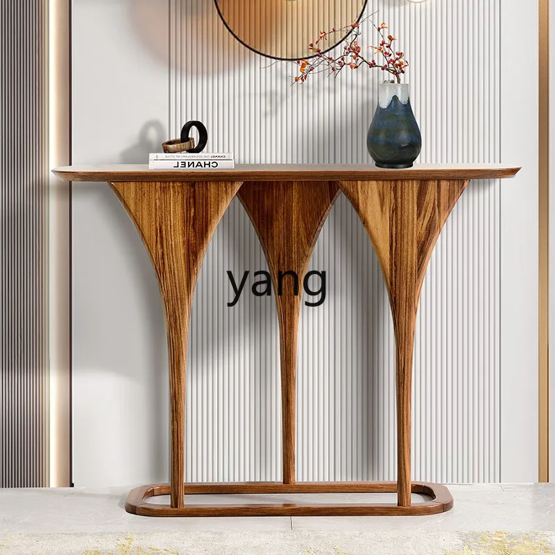 

tgf Italian Style Ebony Wood Entryway Table Simple Console Entryway Table Solid Wood Long Narrow Table Against the Wall