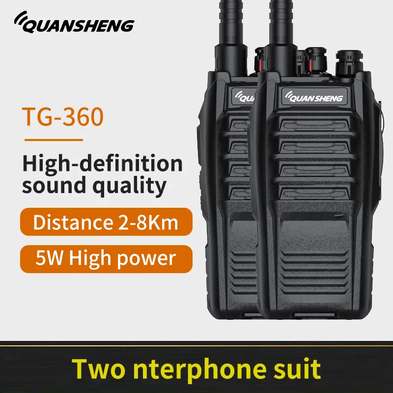 2 szt. Quansheng/TG-360 walkie talkie 3200 mAh 5 W 3 km-5 km, odpowiednie na zewnątrz pola bitwy i w pomieszczeniach Bezpieczne i niezawodne