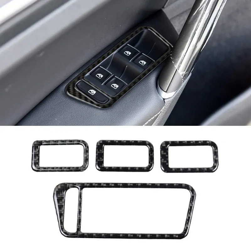 LHD / RHD For VW Golf 7 MK7 VII 2013 2014 2015 2016 2017 Carbon Fiber Car Interior Door Window Lift Switch Frame Cover Trim