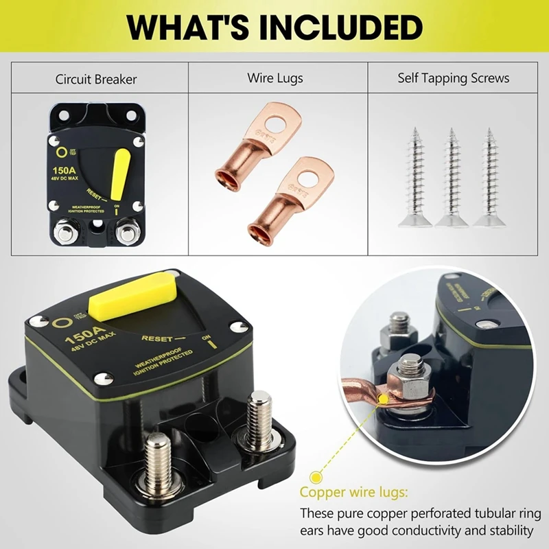 Circuit Breaker With Manual Reset Switch High Amperage For Marine Rvs Yacht Trolling Boat Battery Solar System