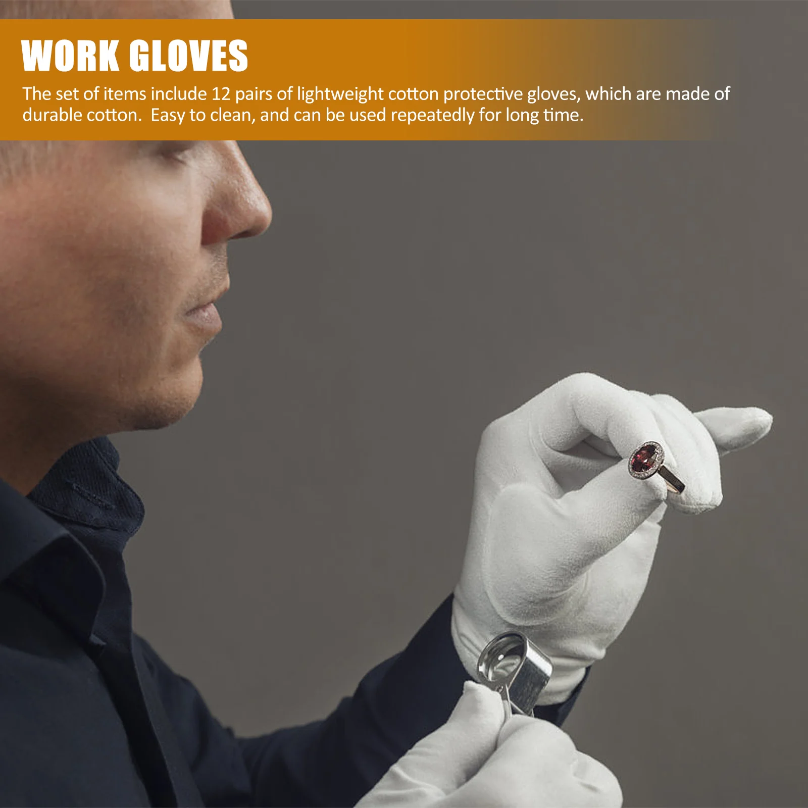 

12Pair Cotton Gloves Lightweight Protective Work Gloves One Size Fits Most for Gardening Industrial Manual Work