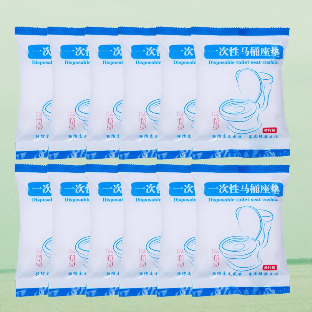 

50pcs Toilet Seat Covers Thickened Cushion Pads White Bathroom Accessories for Travel Hotel Non Slip Lightweight