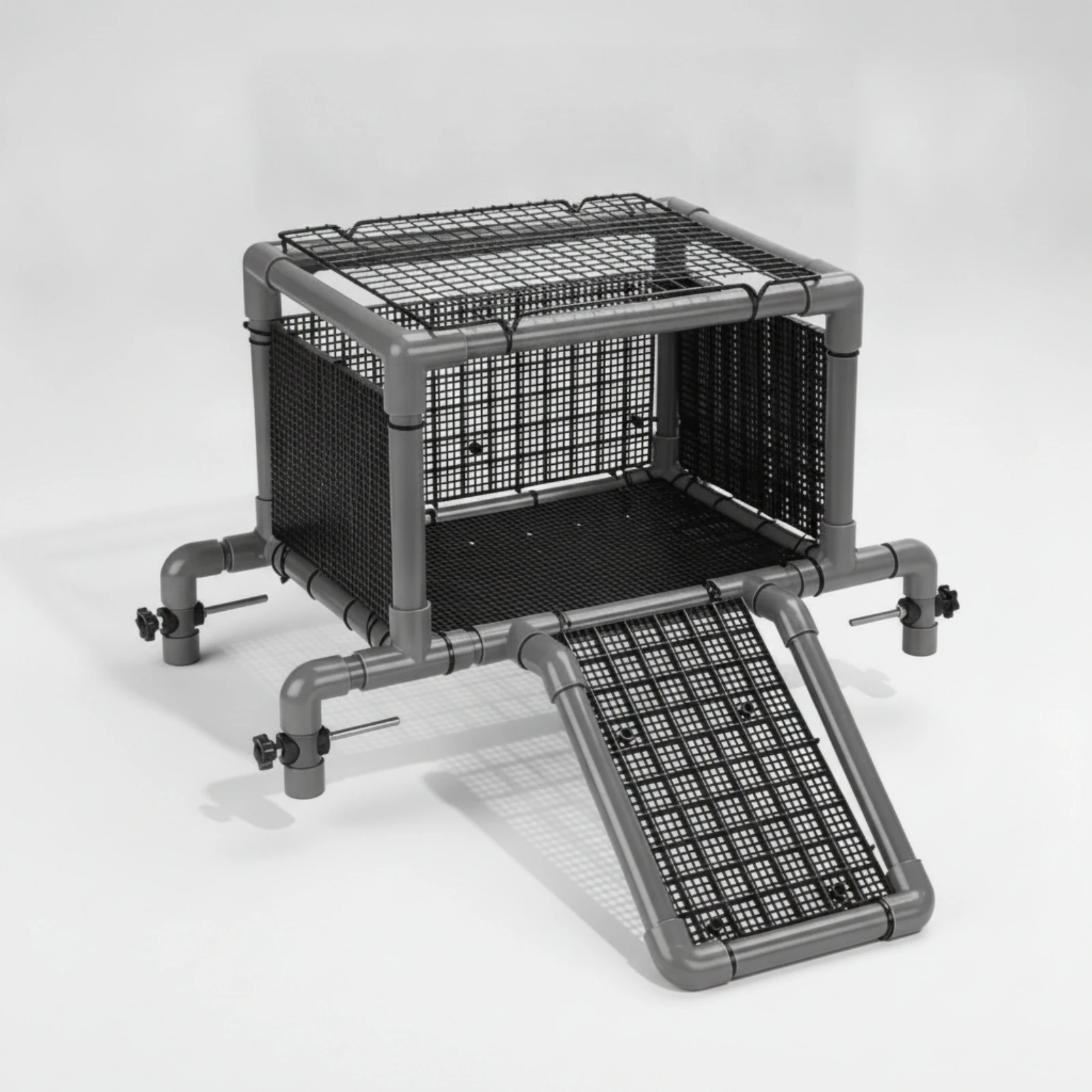 Modular Turtle Basking Platform with Clamp Supports Multi-Functional Elevated Mesh Basking Station Reptile Ledge Stable