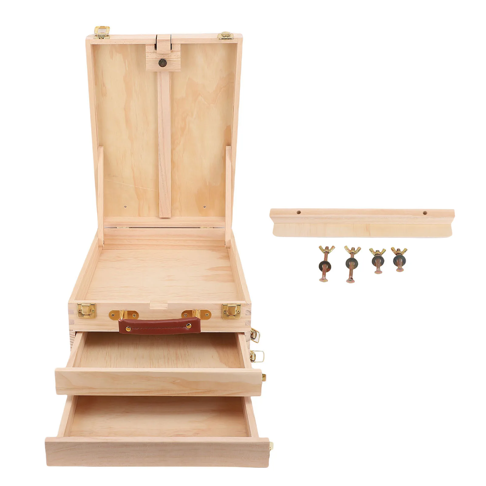 

Деревянная коробка для картона с 2 ящиками, регулируемая настольная коробка для хранения художественного мольберта для 24-дюймовой живописи, эскизов, художественный мольберт, коробка