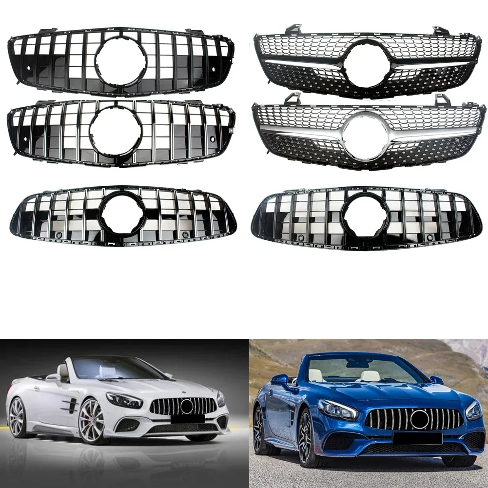 Front Bumper Racing Grill Billet Grille Cover For Mercedes-Benz R231 SL Class 2013-2021