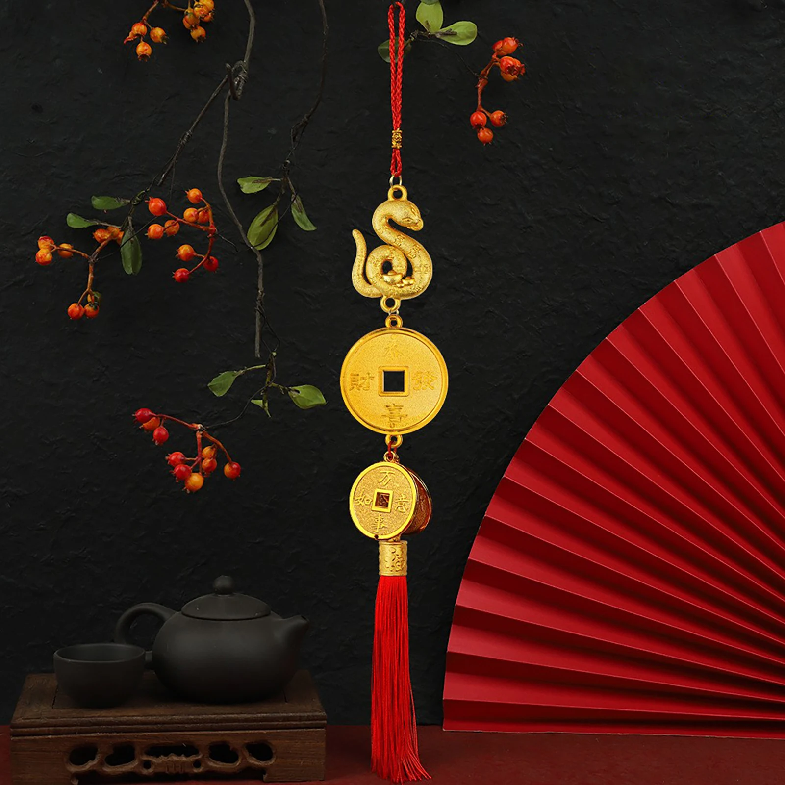 Chinese Style Tassels Pendant Plastic Copper Coin Abacus God Of Wealth Hanging Decoration Plastic Spring Festival Accessories