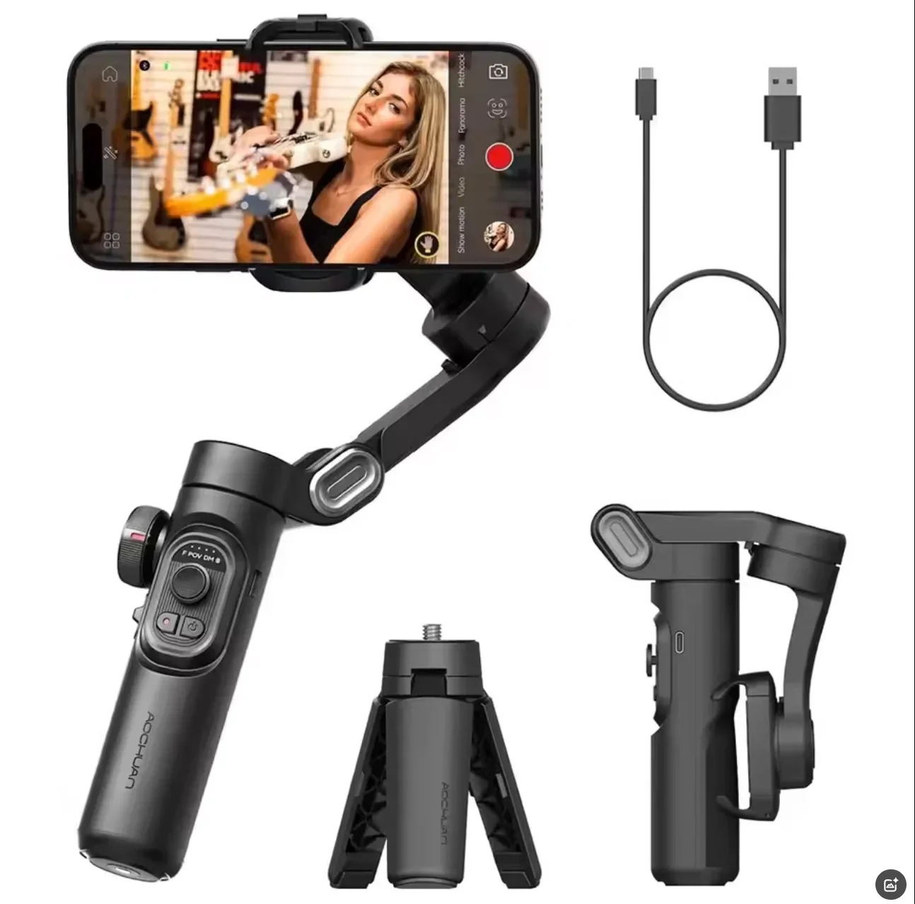 

2025 3-Axis Handheld Gimbal Stabilizer for Smartphone with Fill Light for iPhone Android Face Tracking Tiktok Vlog