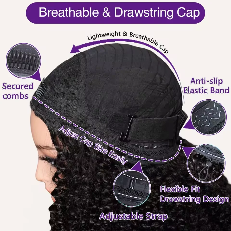 Krullende halve pruiken voor zwarte vrouwen 200% dichtheid 3-in-1 halve pruik 16-32 inch Echt haar met trekkoord Beginnersvriendelijk