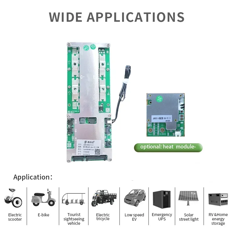 JBD BMS 16S 48V LiFePo4 200A Smart Bms Lithium Battery Automatic Identify 8-21S BT UART RS485 CANBUS Temp Sensor Switch Function