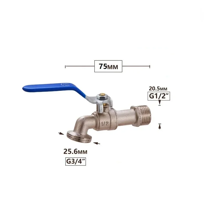 Blue Industrial and Home Irrigation Zinc Alloy Garden Bibcocks with Dual Nipple and Outdoor Balcony Faucet Bathroom Faucet