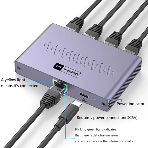 Imagen 2 del producto Divisor Gigabit Ethernet 1 a 2/3/4 1000Mbps RJ45 LAN divisor de Internet para PC portátil Nintendo Switch enrutador TV Box TV Digital