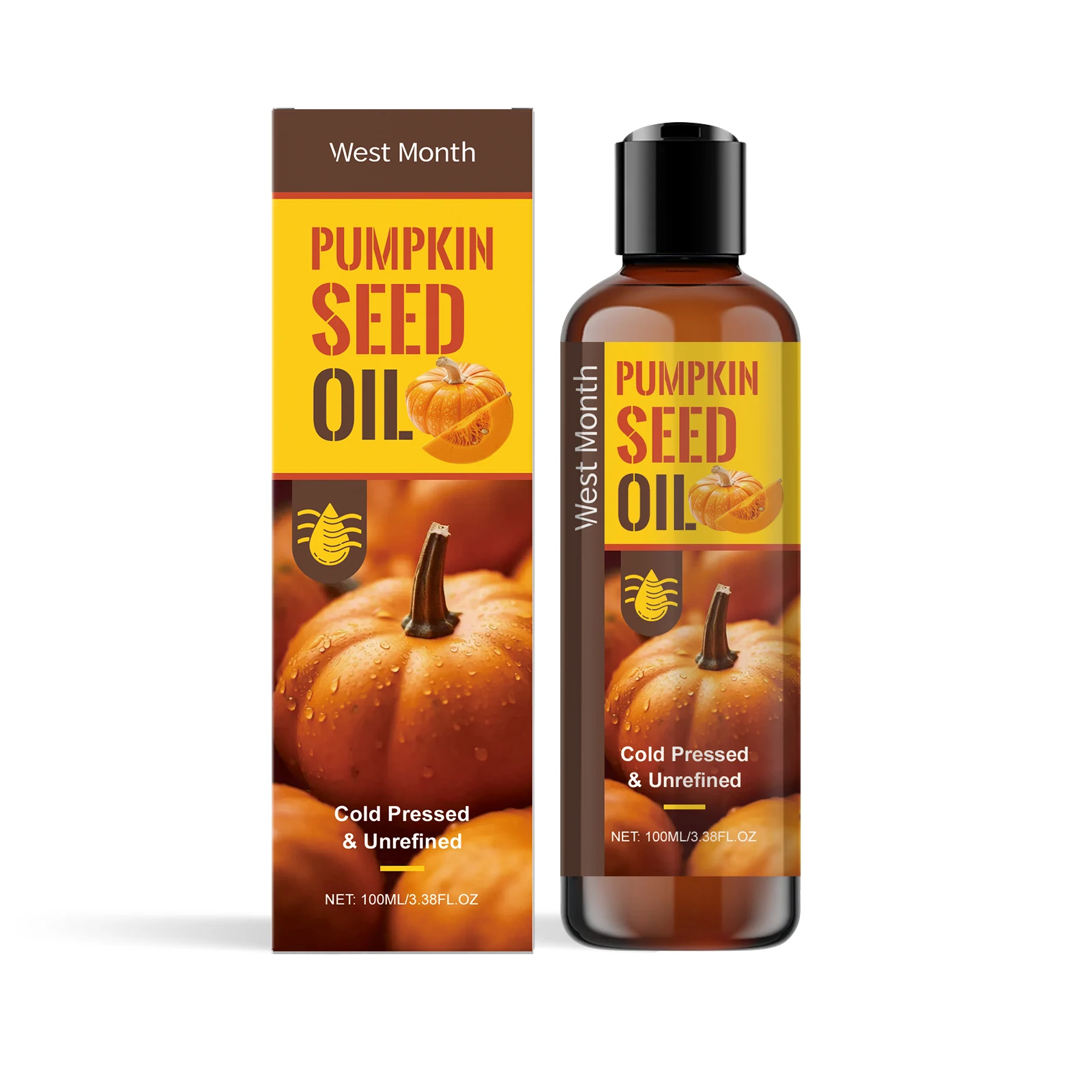 Pumpkin Seed Oil Hair Growth Products Scalp Moisturizer Deep Hydration Face Care Body Firming Organic Cold-Pressed Pumpkin Oil