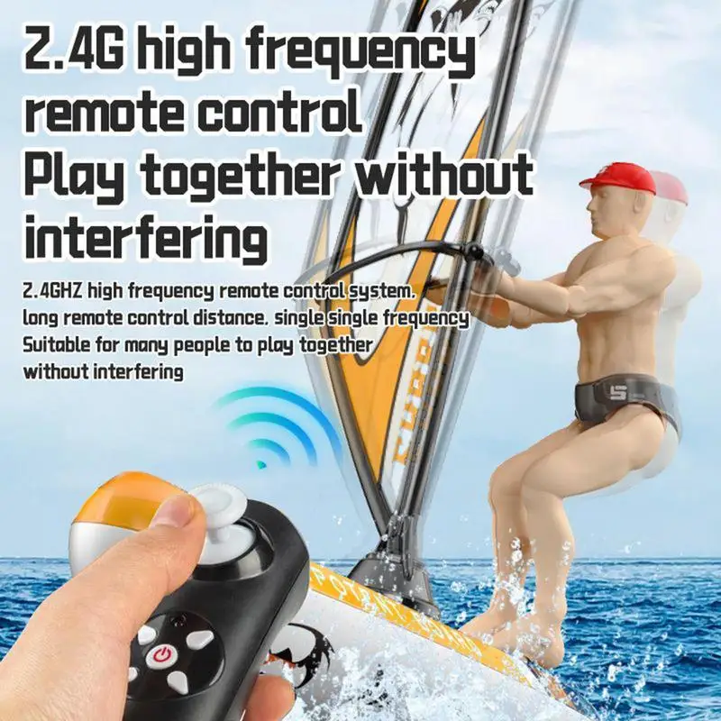 Rc Boot 2.4Ghz Afstandsbediening Zeilboten Schommel Pop Surfplank Waterdicht Zwembad Zeilspel Met Led-verlichting Strand Speelgoed voor Kinderen