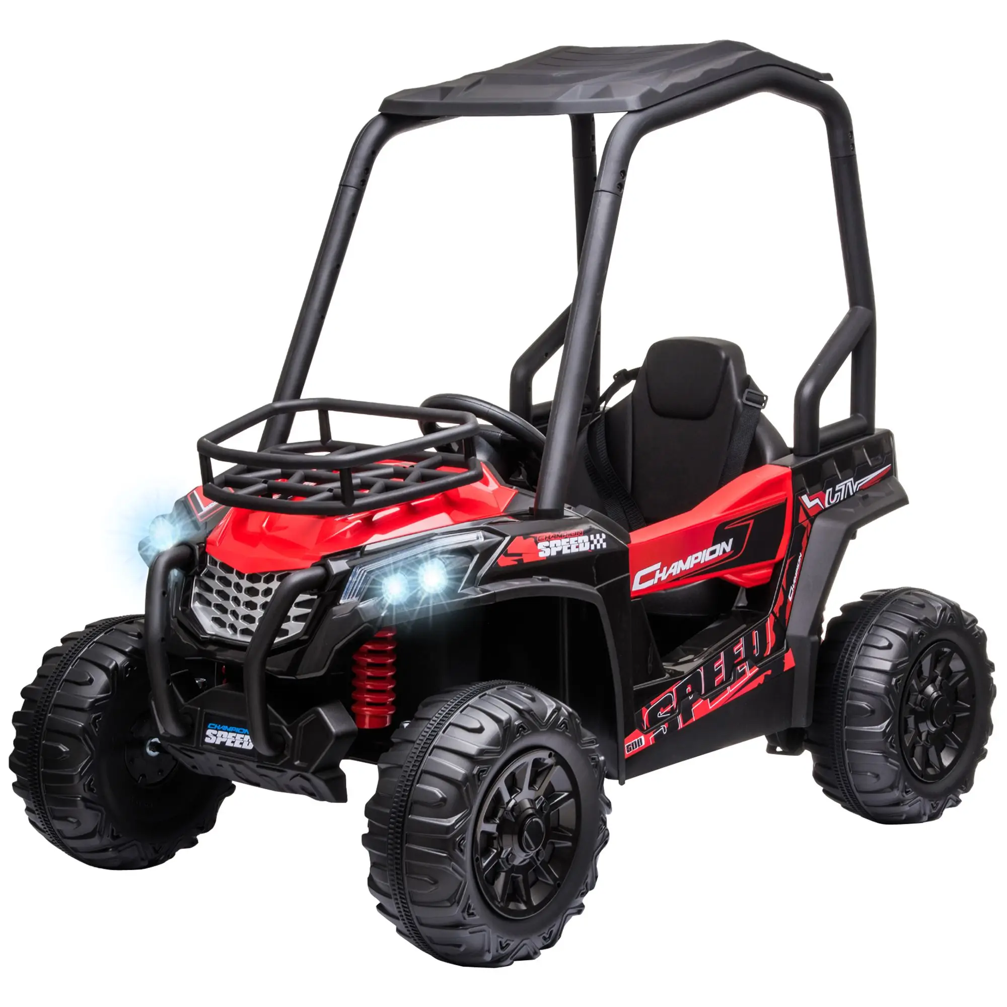 Brinquedo UTV elétrico infantil de motor duplo 12V, caminhão movido a bateria com função para frente e para trás, faróis