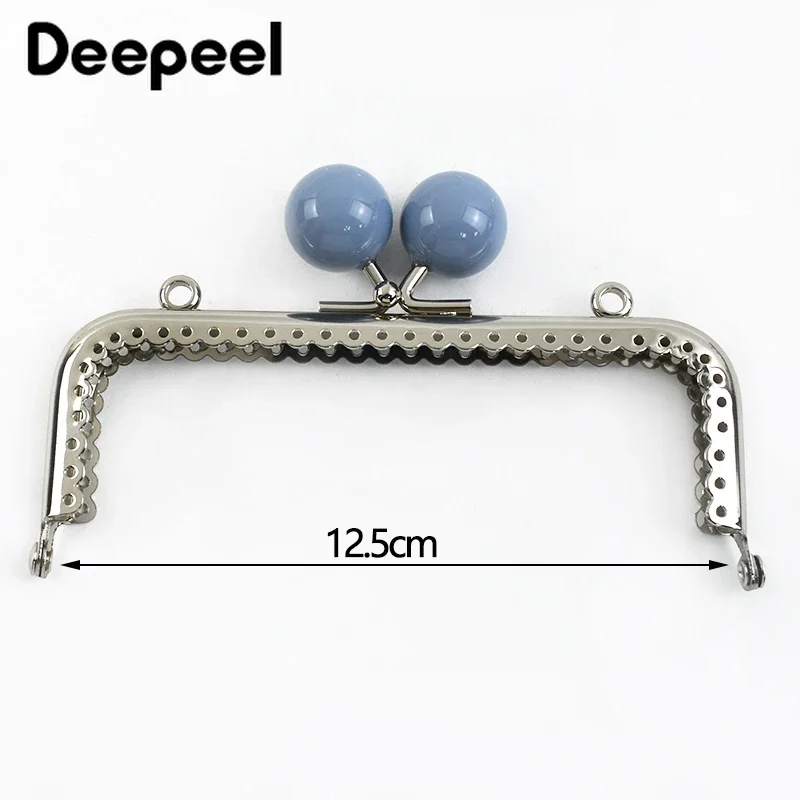 2/5/10Pcs Deepeel 12.5cm Colored Bead Metal Bag Handle Kiss Clasp DIY Handbag Sewing Brackets Purse Frame Handles Making Bags