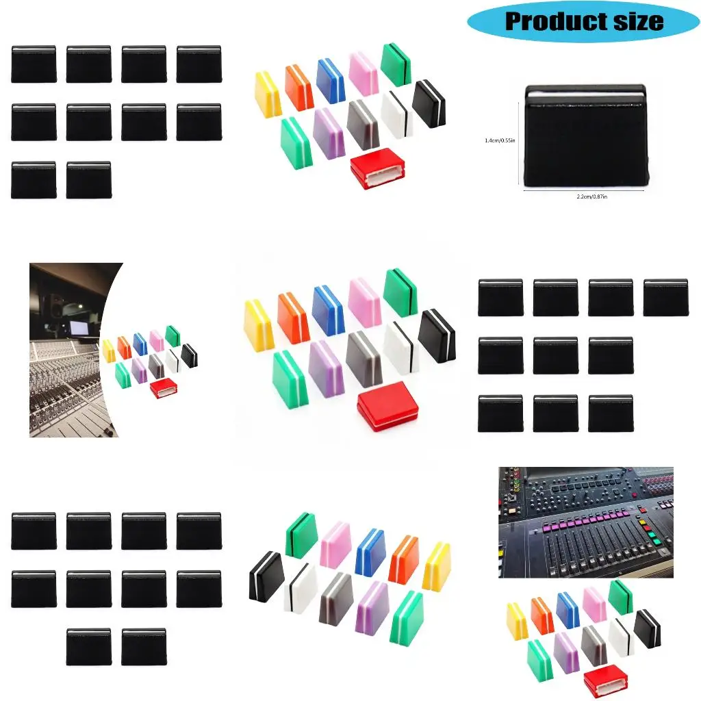 Q39E 10Pcs Universal Fader Buttons Replacement High Strength Plastic Replacement Knobs Mixer Fader Caps For Music Equipment