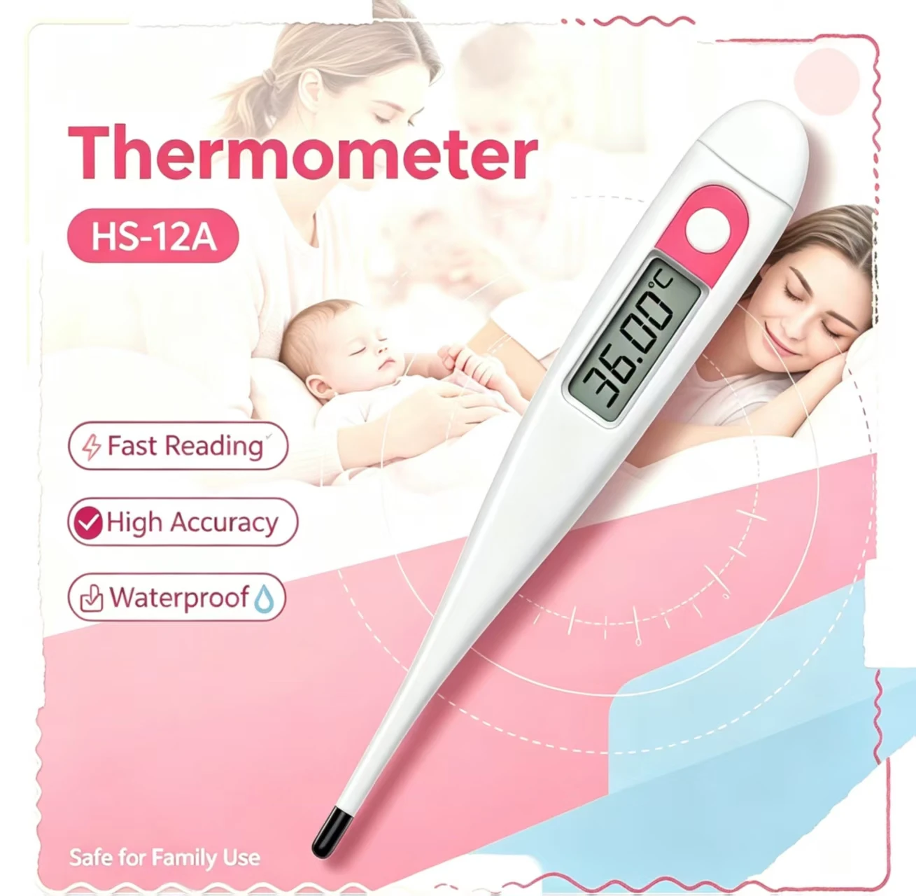 0.01C Accurate 4 Digits Display Digital Thermometer Monitoring Woman Female Ovulation Circle Temperature BBT chart Pregnant Time