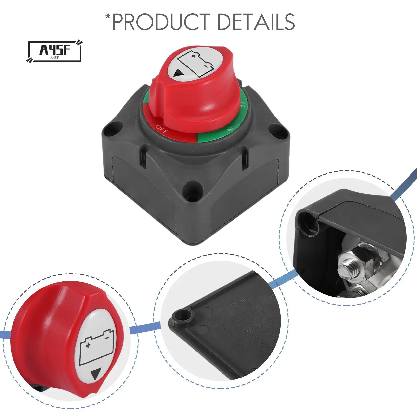 

Главный выключатель изолятора A45F-3 с отключением положения, выключатель питания аккумулятора 12-60 В, подходит для автомобиля/транспортного средства/фургона/лодки/морского пола,