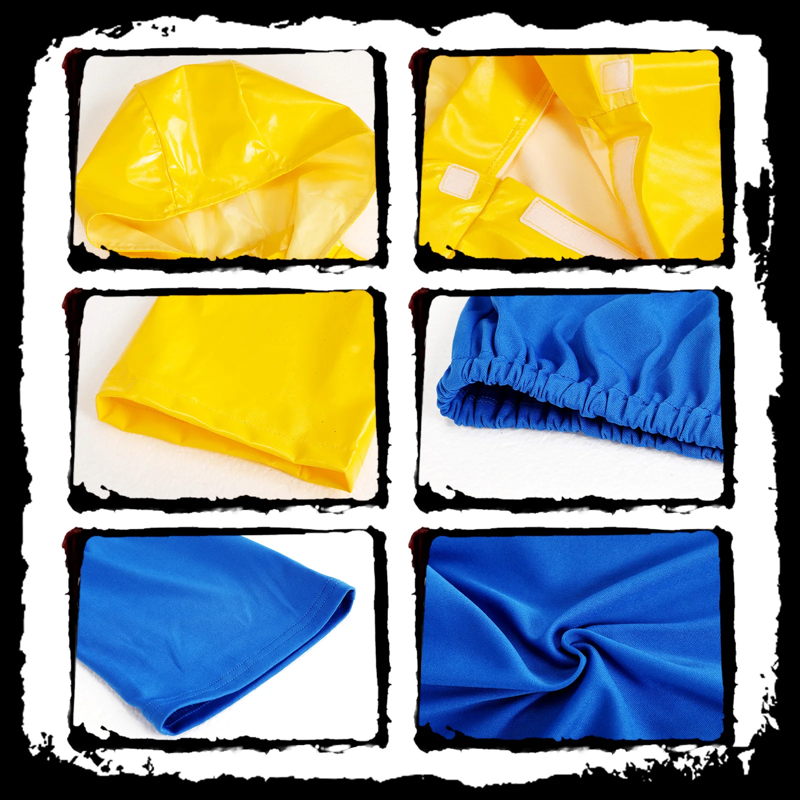 Girls Horror Moive Character Halloween Costume Waterproof Yellow Raincoat Jacket Blue Pants for Scary Anime Cosplay