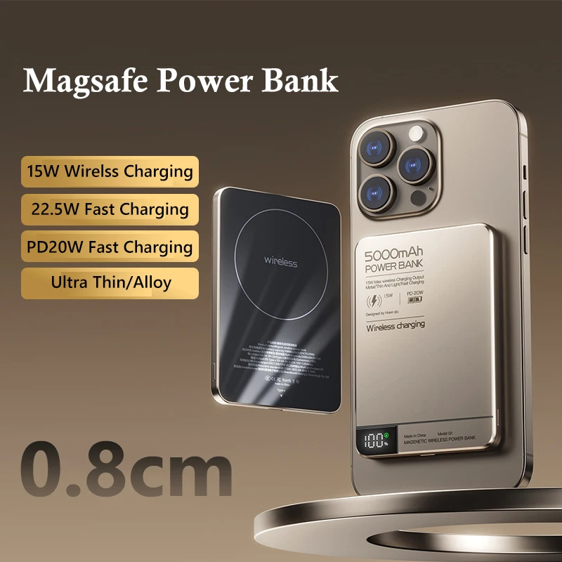 10000mAh Ultra Thin Magnetic Power Bank Wireless Fast Charging PD20W Mini Powerbank for iPhone Xiaomi Samsung Magsafe Poverbank