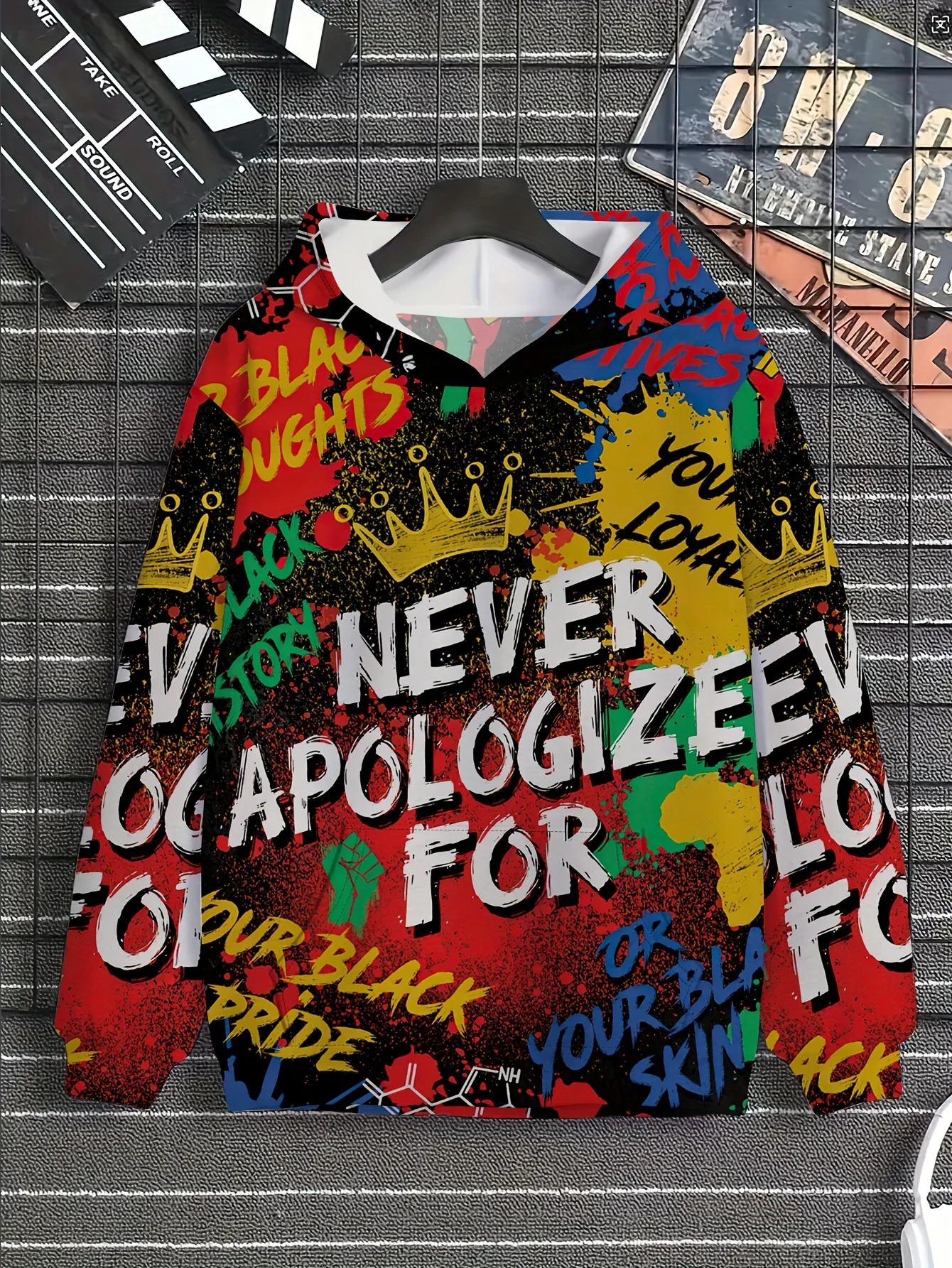 الرجال بلوزة كاجوال البلوز المتضخم هوديي شريط أفقي طباعة طويلة الأكمام فضفاضة حجم كبير للجنسين الرجال الملابس