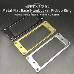 12Pcs Mini Style Metal Flat Base Pickup Humbucker Ring for Electric Guitar Mounting Inside Frame 69mm x 29.2mm Chrome/Black/Gold