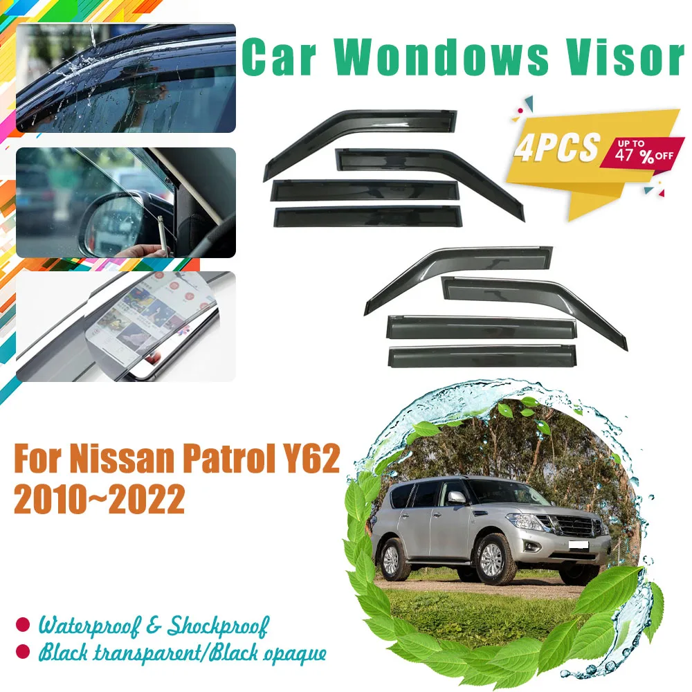 

Car Window Visors For Nissan Patrol Armada Y62 2010~2024 Waterproof Sun Rain Side Deflector Rain Guard Covers Auto Accessories