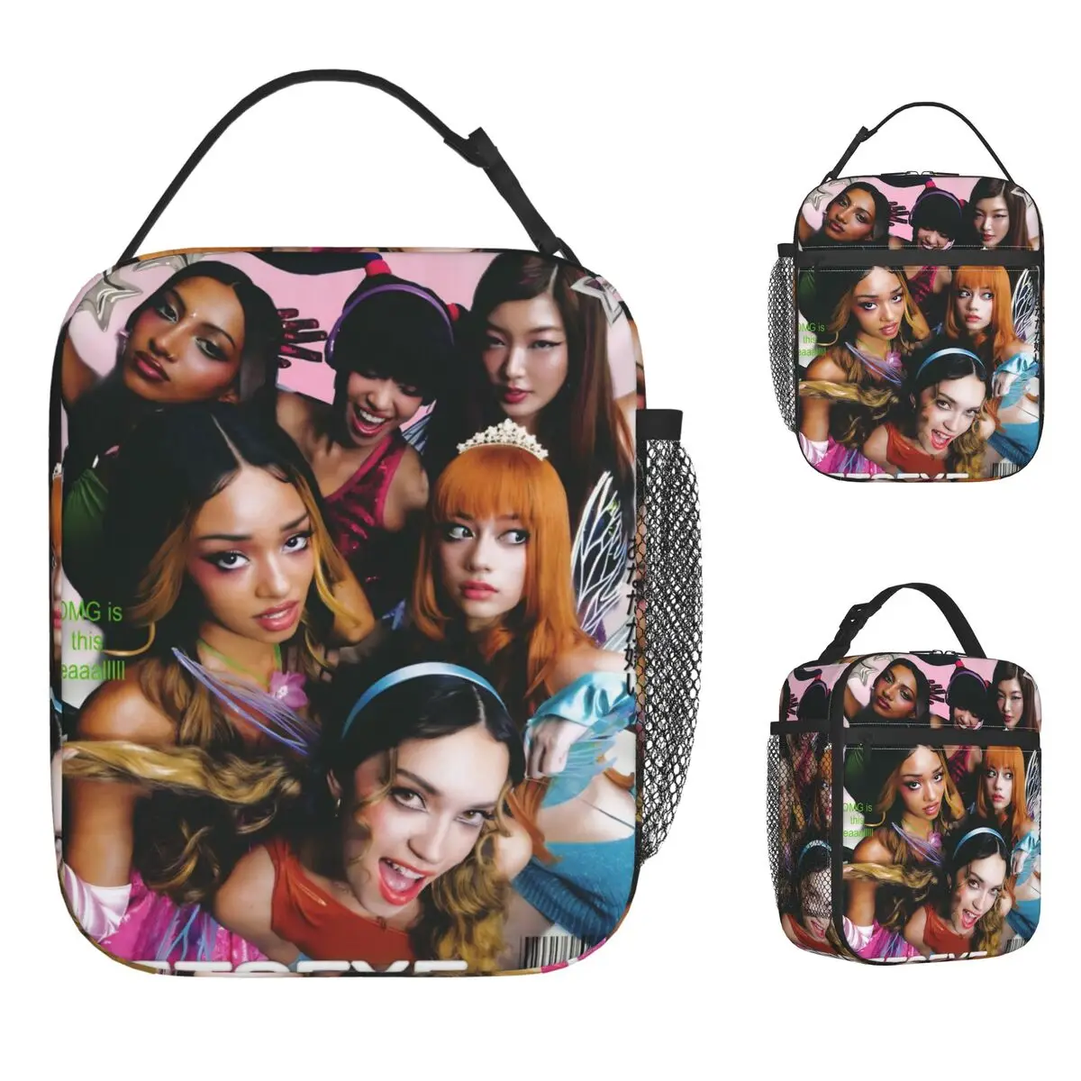 

KATSEYE Kpop сумка для обеда для девочек для взрослых с принтом ланч-бокс Kawaii уличная сумка-холодильник для пикника удобные оксфордские термосумки-тоут