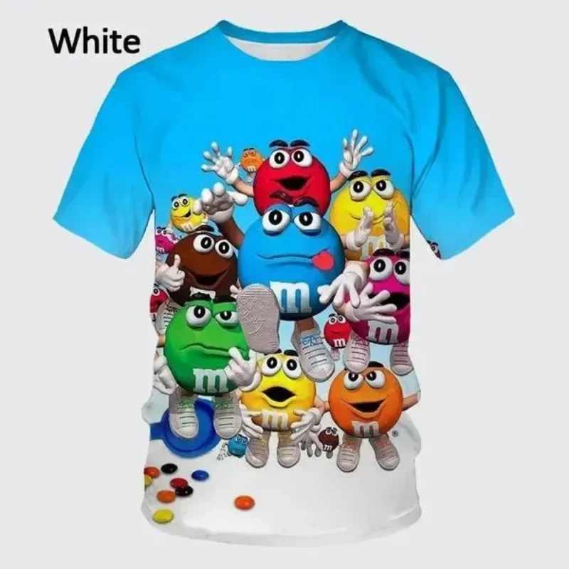 Funny M&M\'s Chocolate Bean T Shirt Fashion 3D Print Man Casual O Neck T-Shirt Funny Kid Short Sleeve Tops Tee Unisex Men Clothes