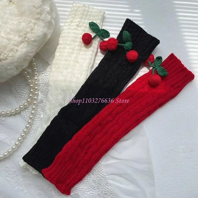 

R6FD Spring Cable Knit Leg Warmers Dress Knee High Socks Girl School Uniform Leggings