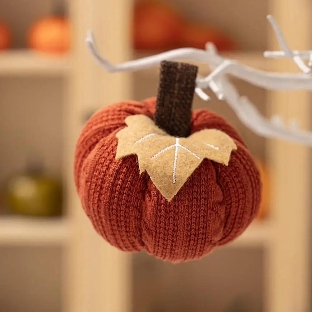 Orange Gray White Pumpkins Fall Harvest Pumpkin Decor Set for Farmhouse Table Centerpiece Small Fabric Knitted for Mantel