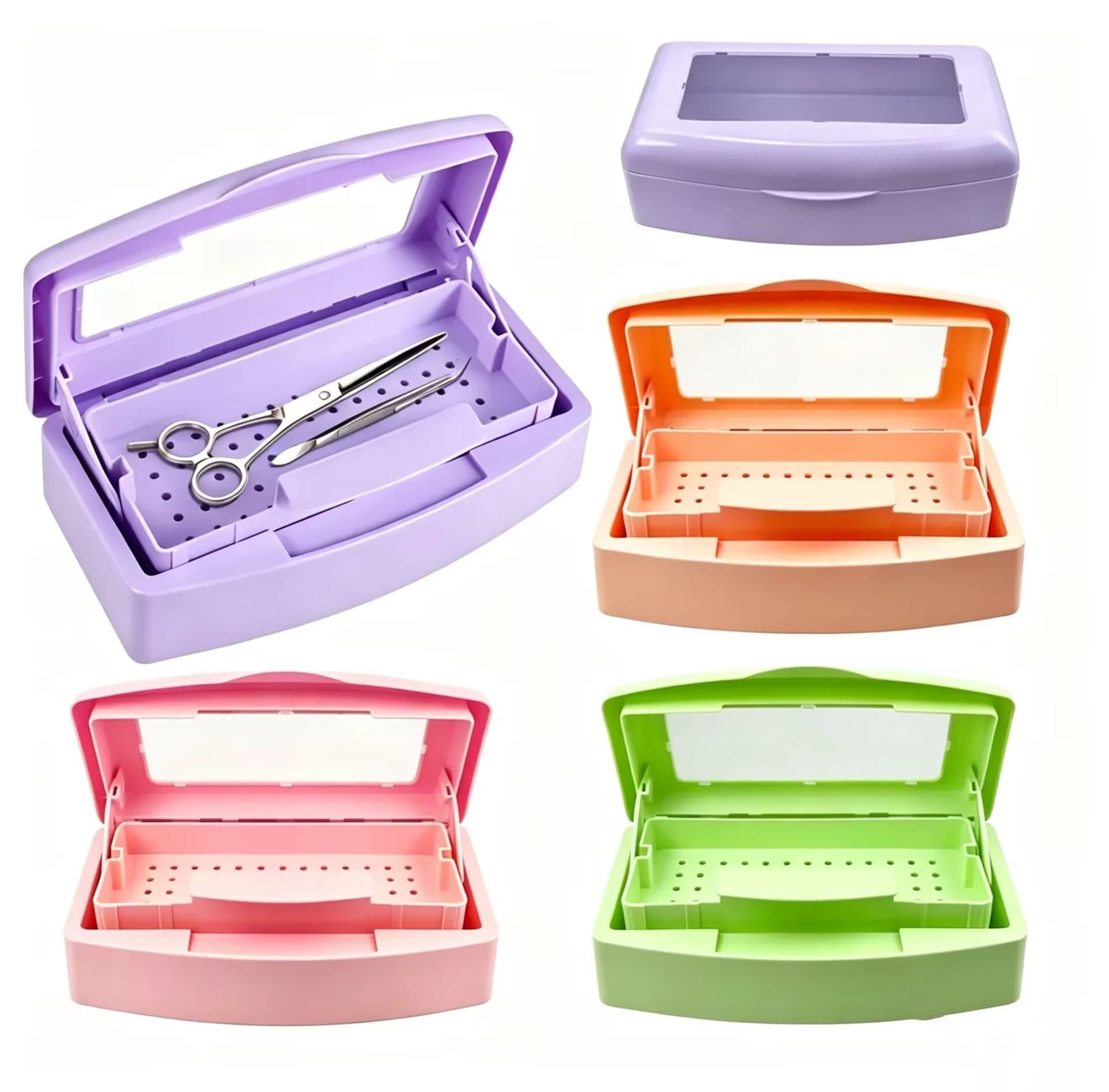 Nail tool storage box, indoor sterilization box for nail tools, removable nail cleaning tool storage box