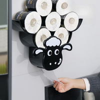 cute Bathroom Wall Sheep Toilet Paper Holder Wall Mounted - 7 Rolls Bathroom Decor Storage Bathroom Decor Tissue Shelf