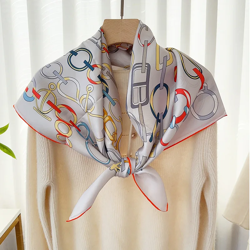 90 sciarpa di seta avvolge 100% seta fazzoletto da collo scialle 2024 moda donna Bandana sciarpa Foulard