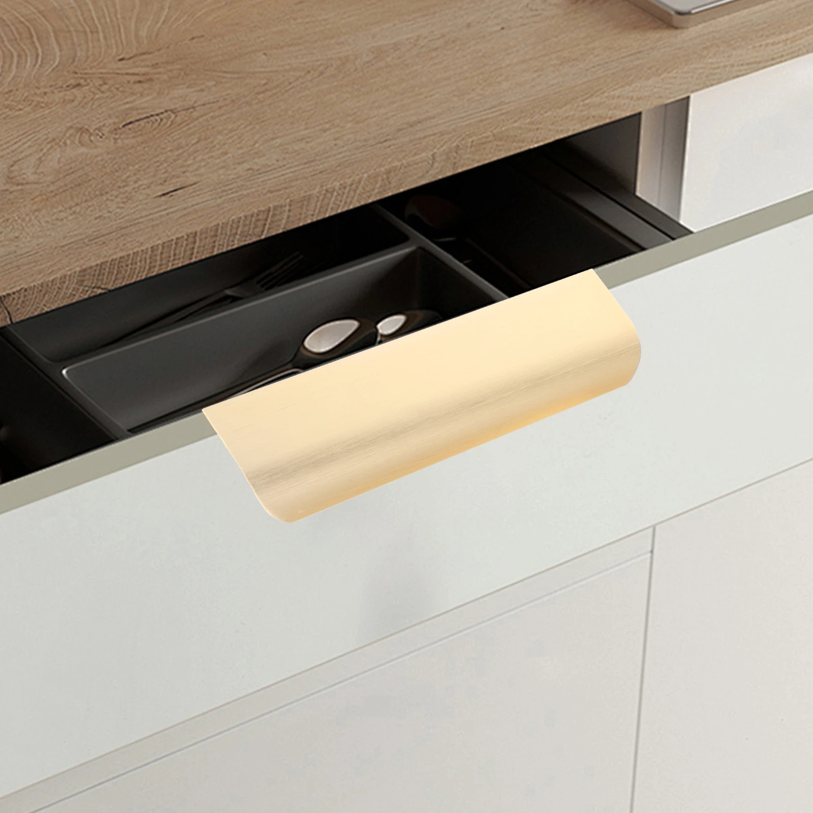 

10pcs Hidden Cabinet Handles Brush Gold Aluminum Alloy Drawer Adhesive Toe Pulls For Kitchen Closet Doors Gold Hardware